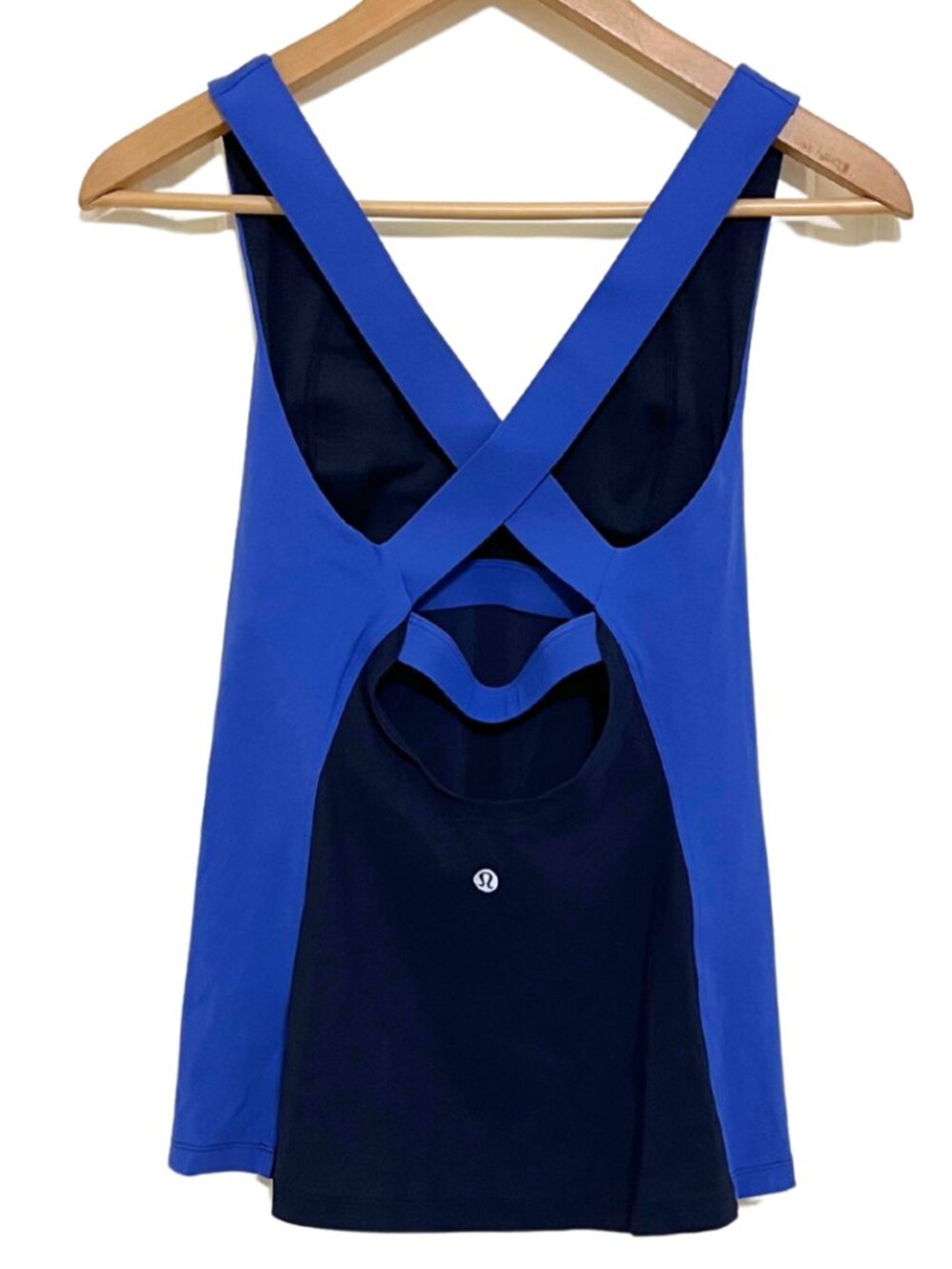 Lululemon 'Long Breath 2-In-1' Blue Crossback Shelf Bra Workout Tank Top – Sz 4